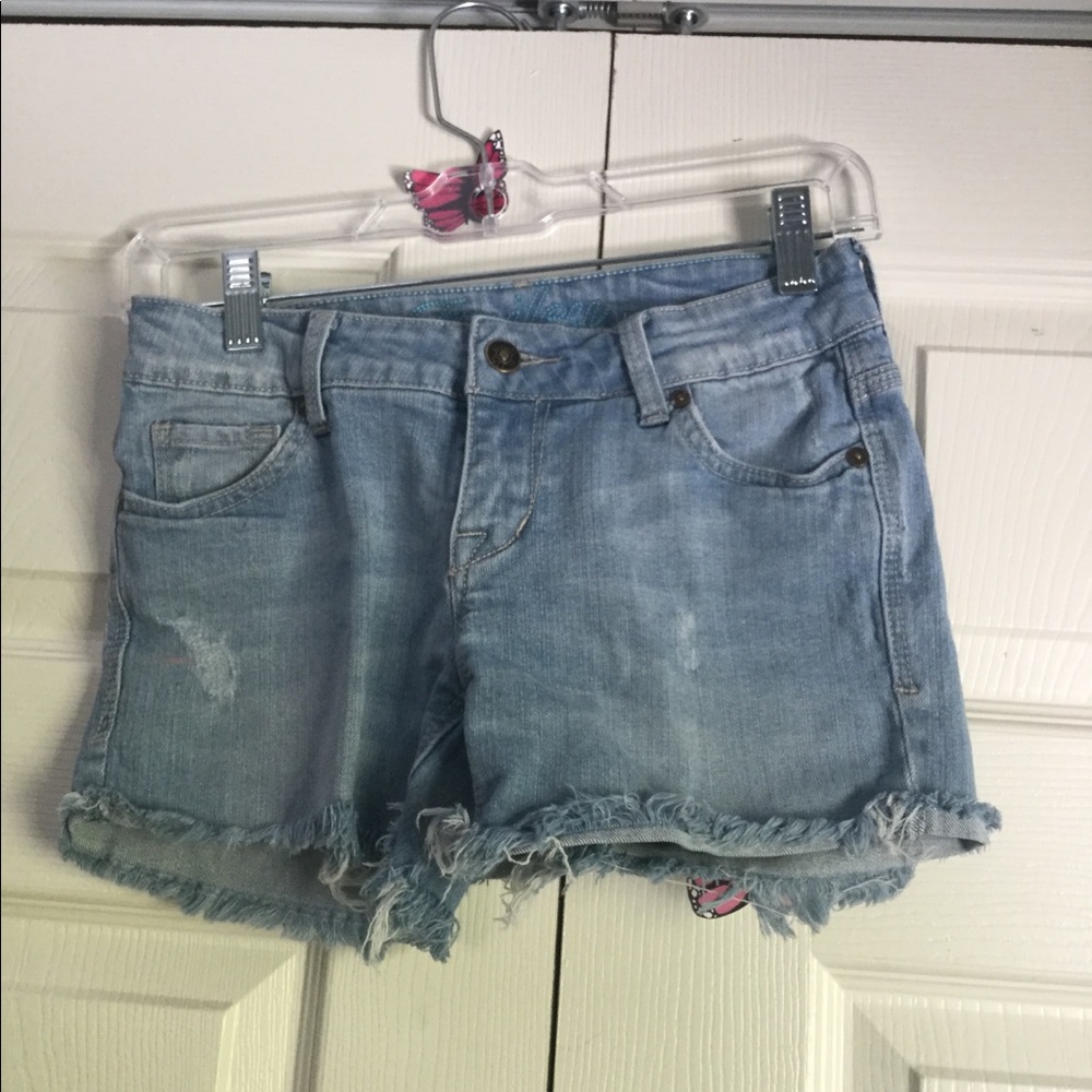 Distressed jean shorts